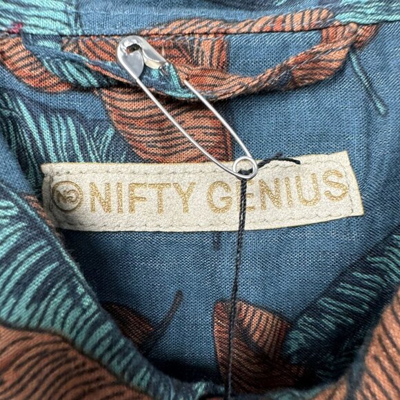 Nifty Genius Hawaiian Leaf Print Short Sleeve Button Down Shirt XS NWT - Picture 4 of 10